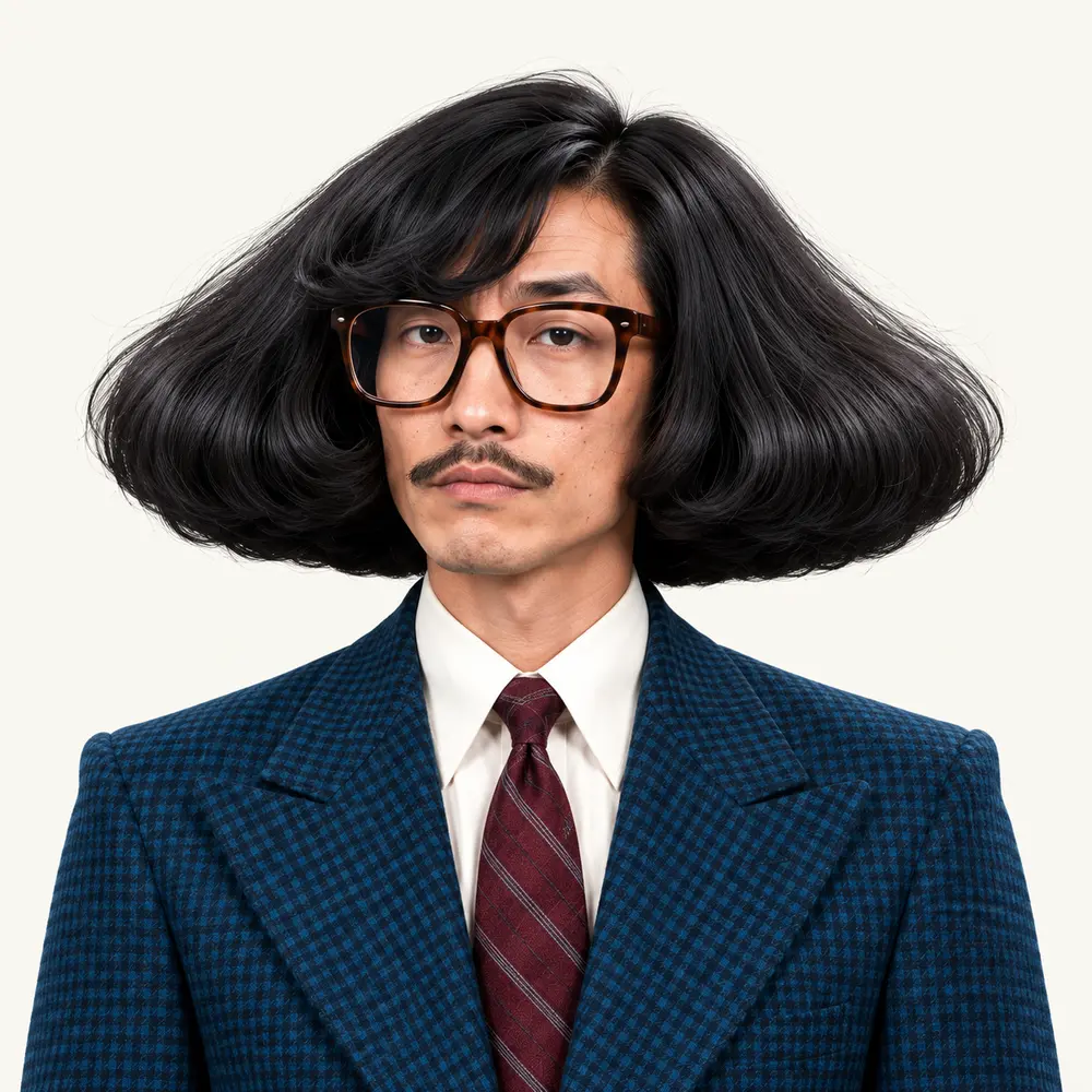 Meet MrSignals: enormous black hair, oversized glasses, a petrol-blue suit and a very serious expression.